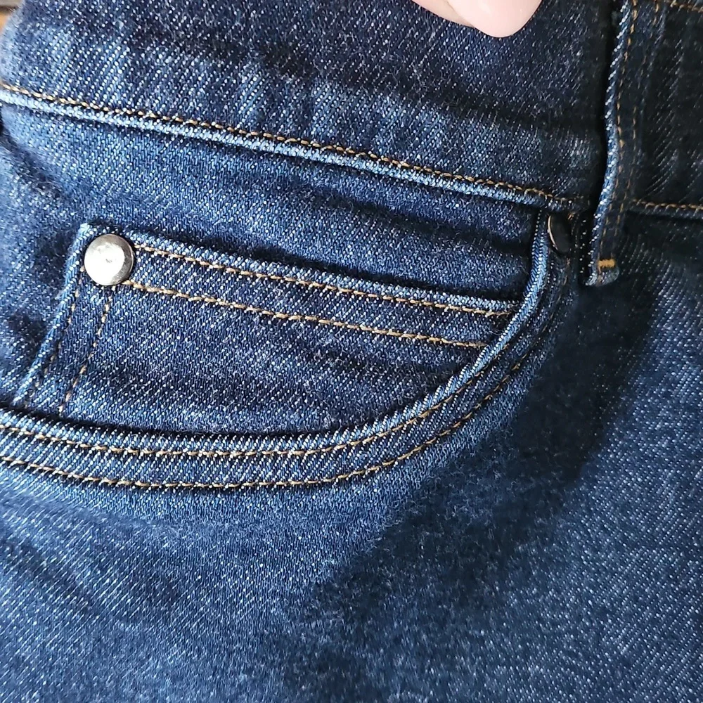 SPANX Women's Dark Blue Straight-Leg Jeans Size L (14-16) - Picture 5 of 10